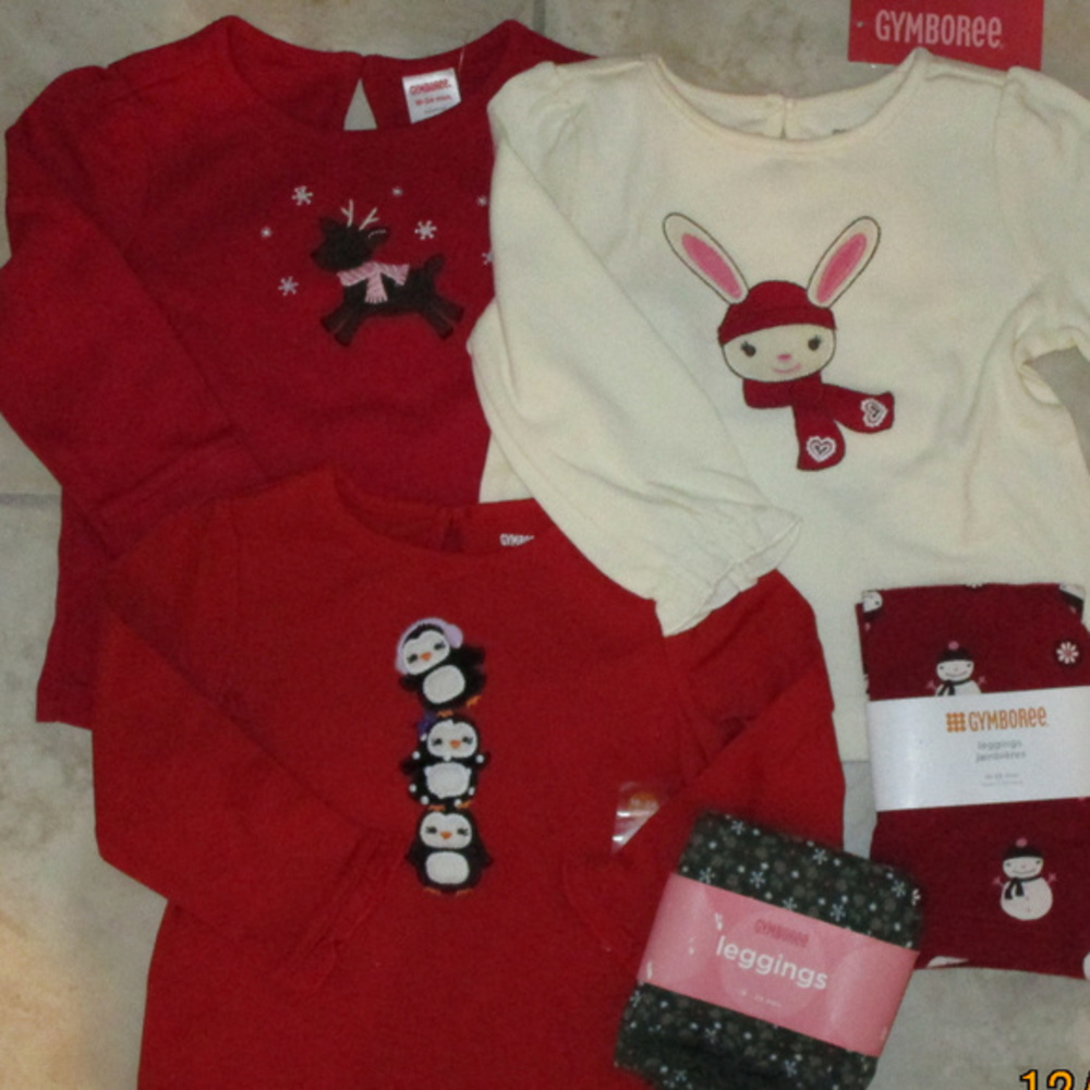 NWT Gymboree 5pc Holiday Lot Tops Leggings 18-24M